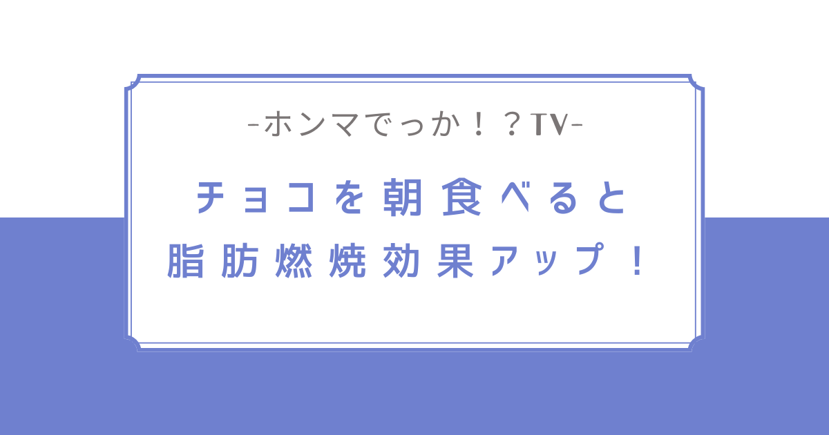 【ホンマでっか！？TV】チョコを朝食べると脂肪燃焼効果アップする！？