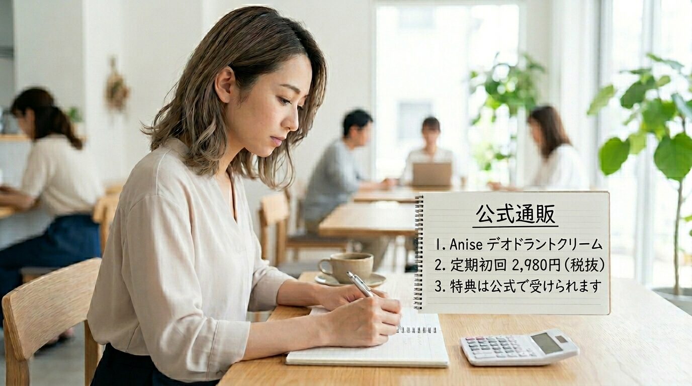 価格と販売店をノートに書き出して比較する女性