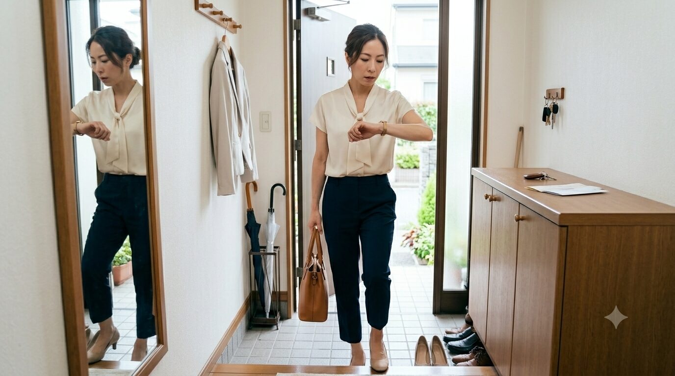 カフェでスマホのカレンダーを見て継続判断に悩む女性
