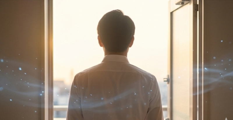 体臭の悩みから解放され自信を取り戻した男性のイメージ