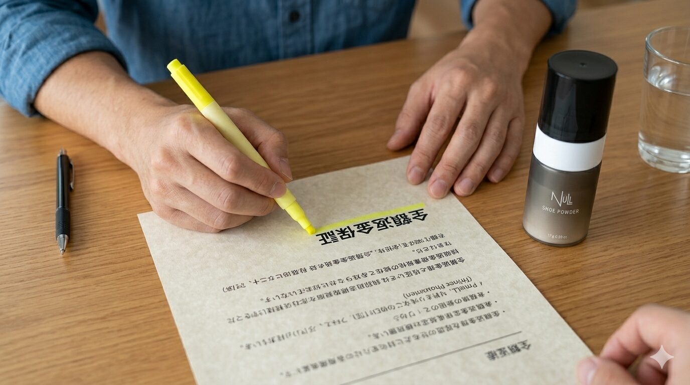 返金保証の条件を書類で確認し安心する男性の手元