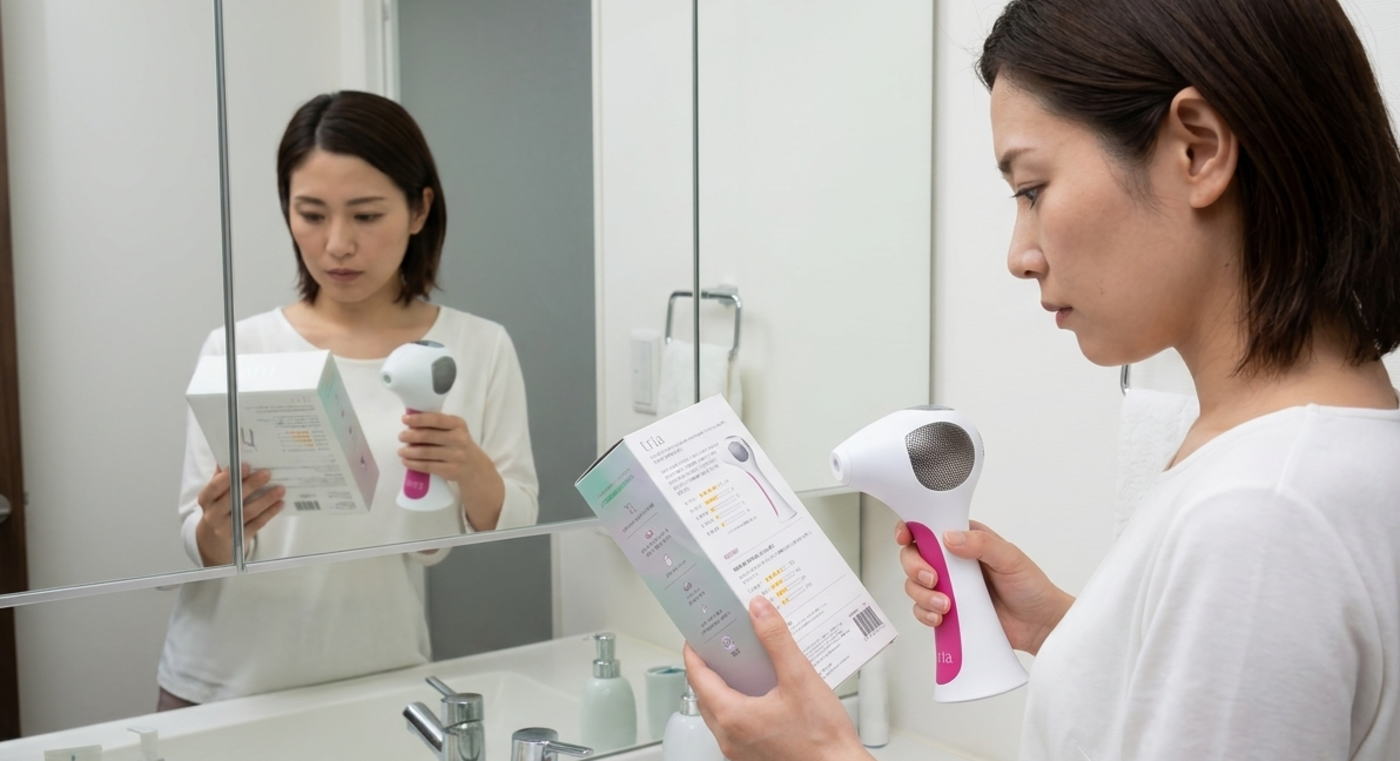 トリア4Xの口コミを購入前に確認する30代女性の真剣な表情