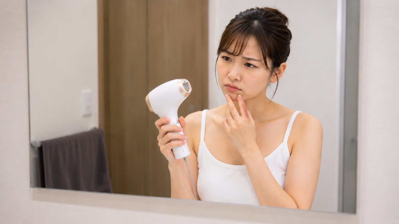 脱毛器を買って後悔し困惑する20代女性の様子