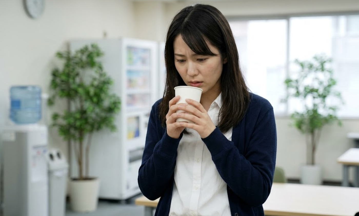 カフェで穏やかに微笑み気持ちを切り替える女性